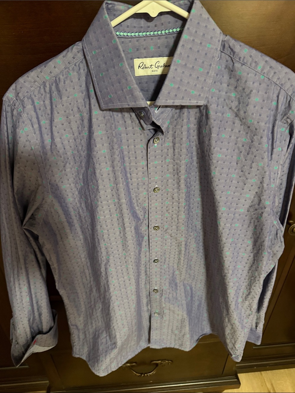 Robert Graham Lavender Dress Shirt with Mint Dot Accents